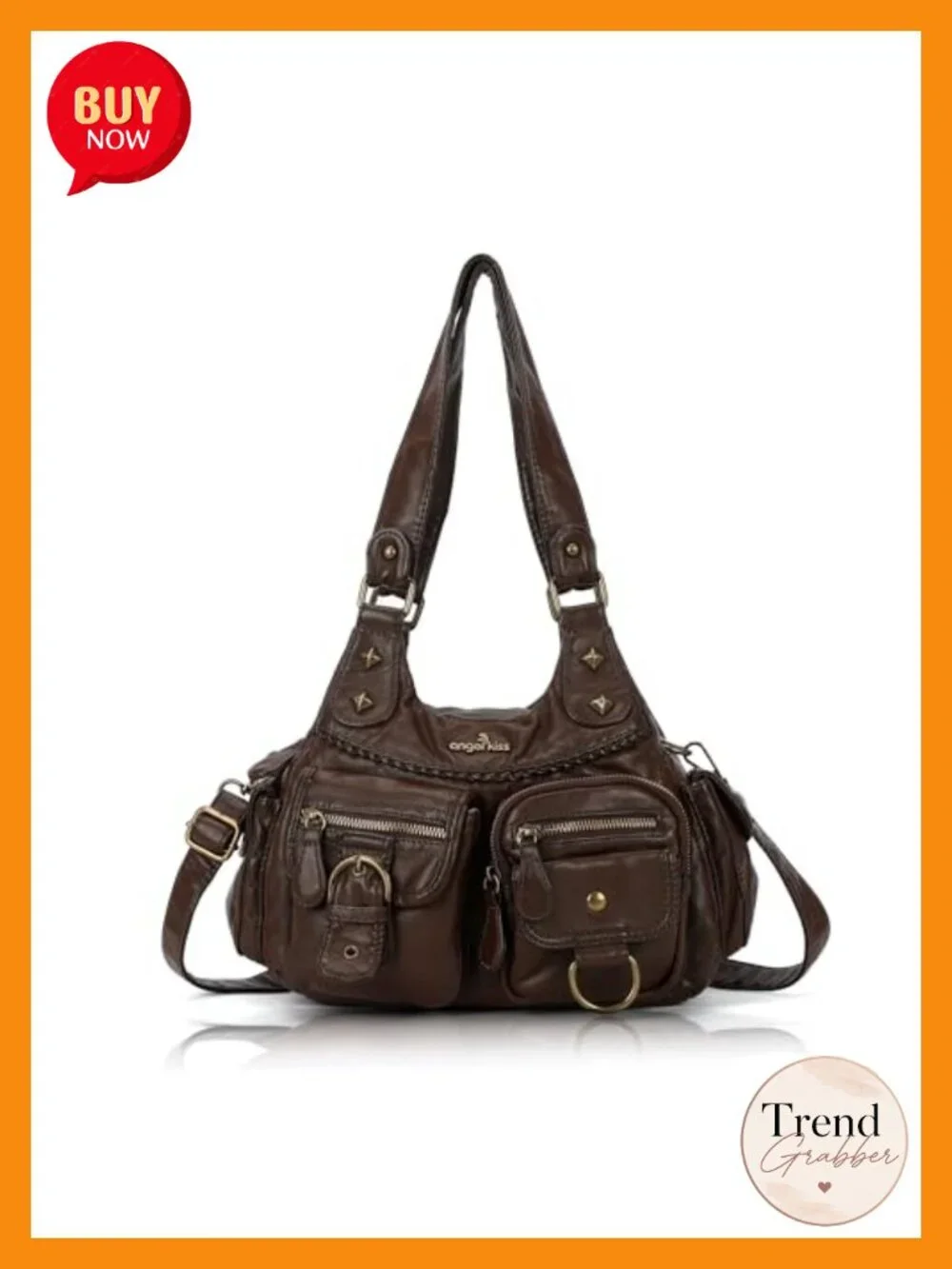 Faux Leather Hobo Shoulder Bag Vegan Leather Crossbody Purse